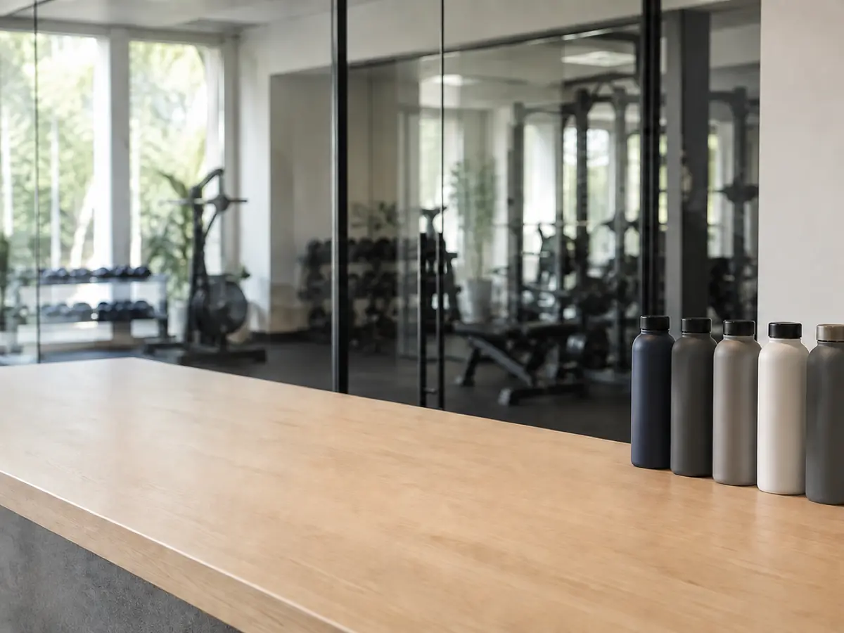 Empty gym front desk at opening time